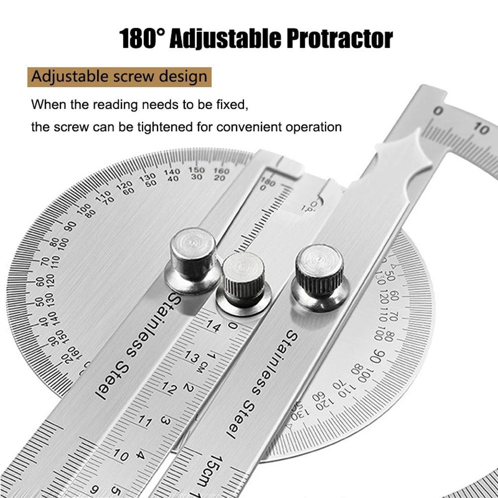 Stainless Steel Measuring Ruler Angle Ruler 180 Degree Protractor Adjustable Protractor Protractor