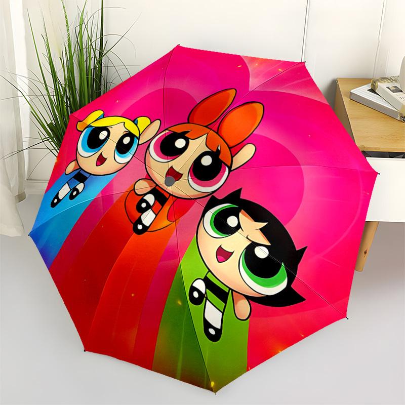 

1pc Powerpuff Girls Automatic Folding Umbrella - Sturdy 8-Rib Polyester Canopy,Sun-Defying Travel Companion yy251023163