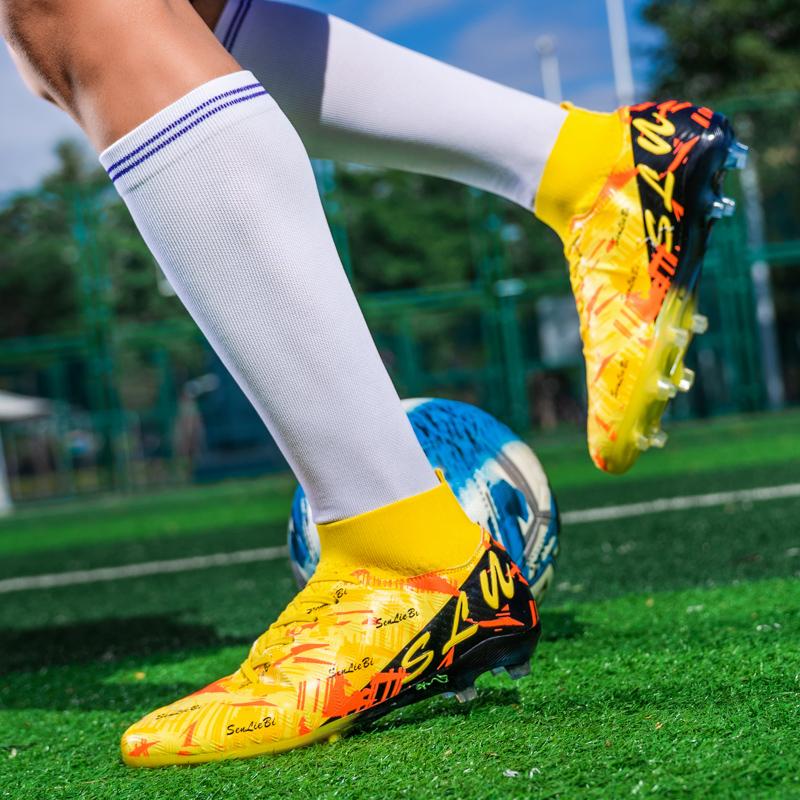 34-46 Men's High-top Football Boots Outdoor Long Spikes Sports Football Boots Large Size Youth Sports Children's Football Boots