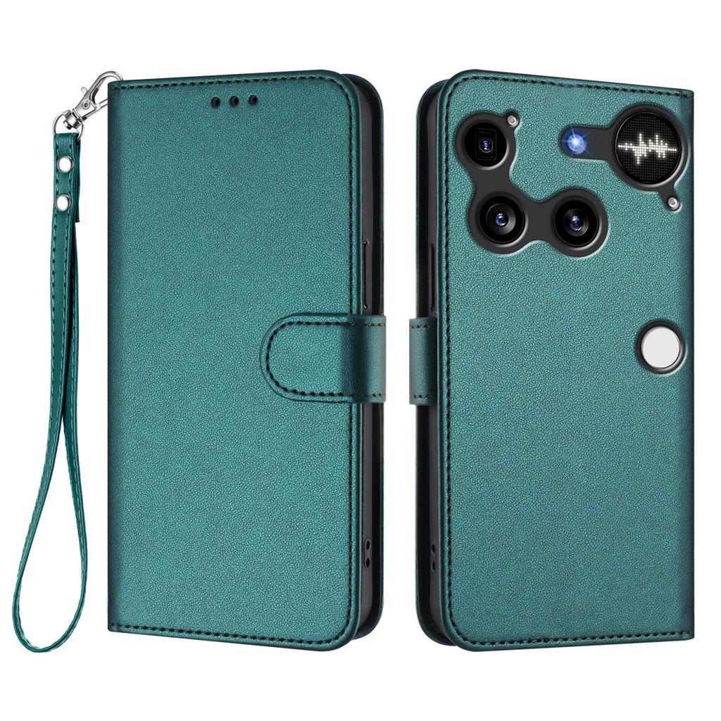For Nothing Phone (3) 5G Leather Case Wallet Stand Phone Cover with Wrist Strap