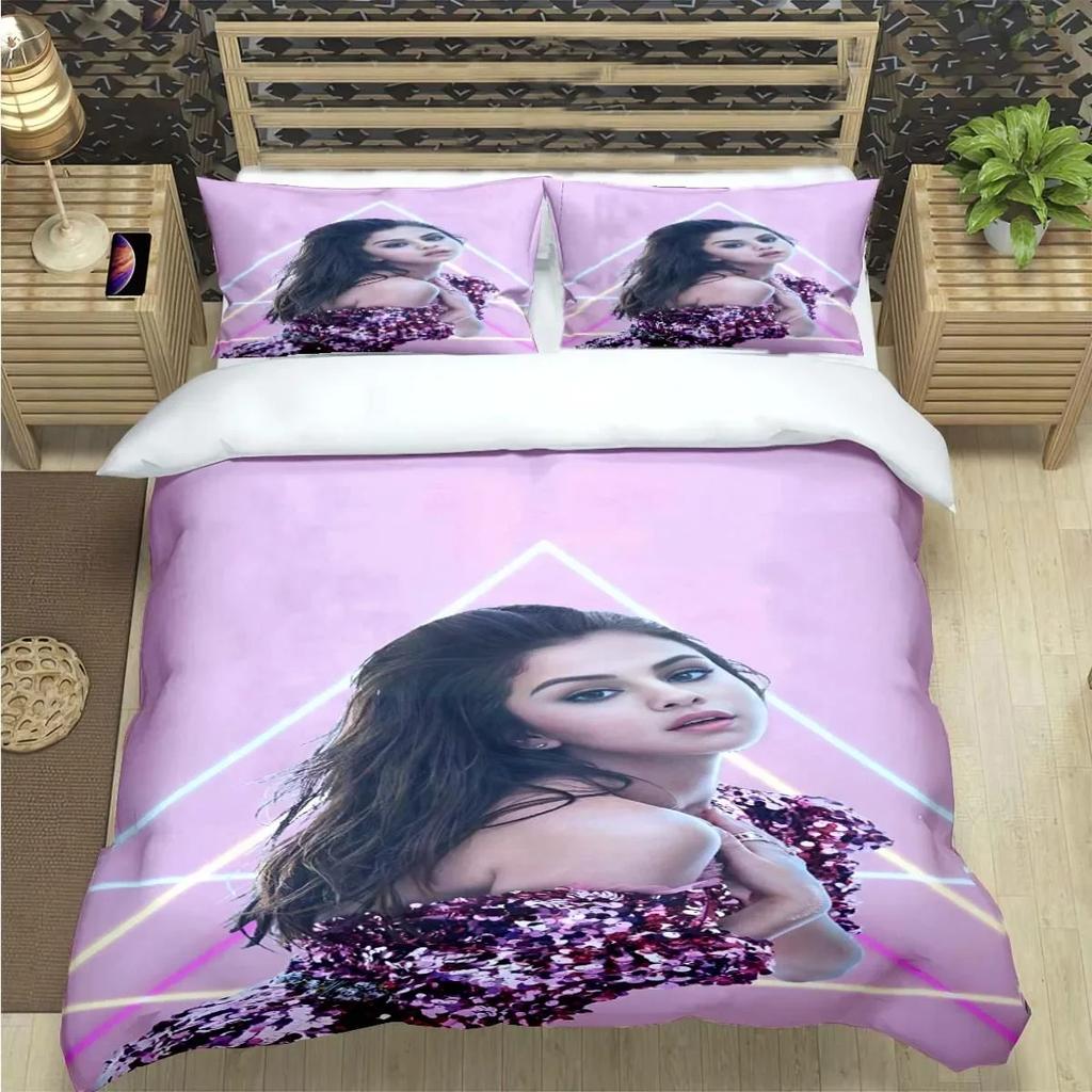 Berühmte Sängerin S-Selena G-Gomez Druck Bettwäsche Sets Bettwaren Set Bettbezug Bettdecke Set Bettwäsche Set Luxus Geschenk