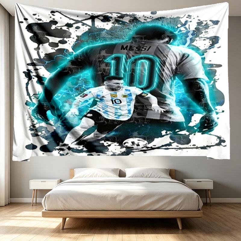 Football Player Print Tapestry - Portable Wall Decor Cloth, for Home, Dorm, Travel, Bedroom, Living Room - Ideal Birthday Housewarming Gift
