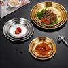 6Pcs Stainless Steel Thickened Barbecue Disc Golden Silver Cafe Tray Fruit Plate Cake Plate Bone Dish Shallow Plate