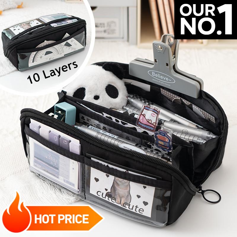 

10-слойный прозрачный пенал Prism, большой и милый, отлично подходит для мальчиков и девочек средней школы, элегантный и модный пенал