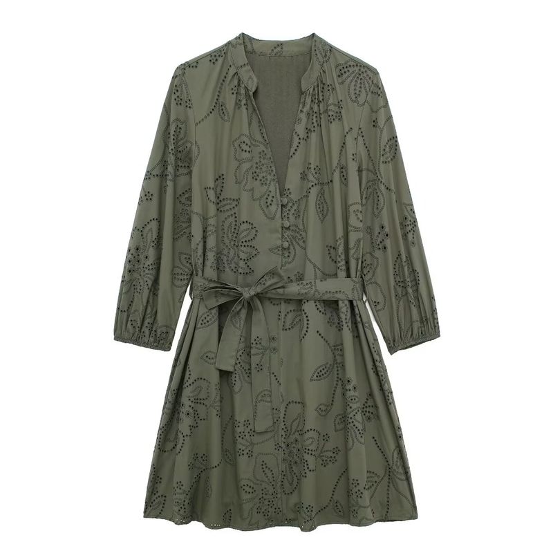 

Women s Kaslead New Casual Dress Embroider Green L