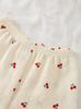 Girls Cherry Print Pajama Set, Short Sleeve Button Down Top & Shorts Sleepwear for Kids 4-7Y