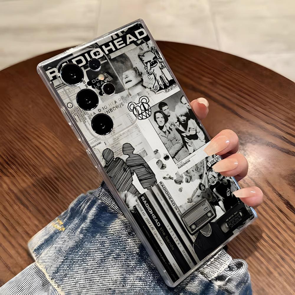 

Vintage Rock Band Radiohead Phone Case For Samsung S26 S25 S24 Ultra S23 Fe S22 S20 S21 Plus Plus 5G Fe Transparent Cover Galaxy S21 FE 5G