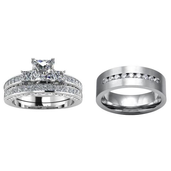 1/2Pcs Ring Trendy Delicate Fine Workmanship Exquisite Decorate Zircon Rhinestone Couple Ring