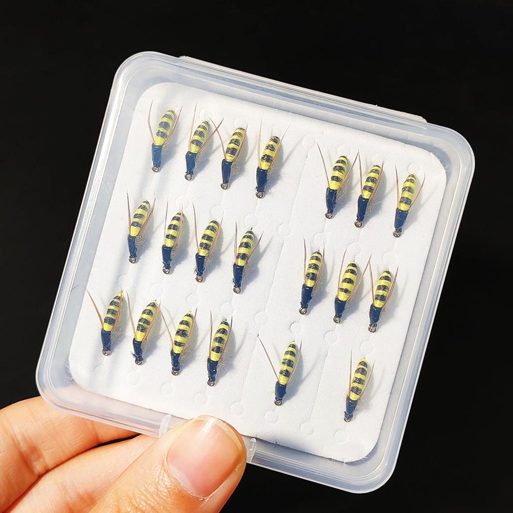 21Pcs-with Flies Box Fly Fishing Flies Artificial Wet Flies Bait for Fishing Trout/Perch Fishing Lure Artificial Nymph Bait Fishing Bait Hook Size #10