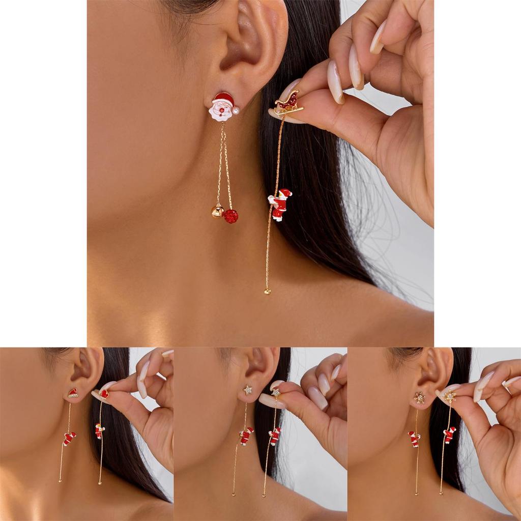 Christmas Snowman Star Shape Alloy Earrings For Women Holiday Festive Jewelry