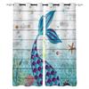 Mermaid Ocean Shell Wood Plank Texture Blackout Curtains For Living Room Bedroom Printed Window Treatment Drapes Home Decor