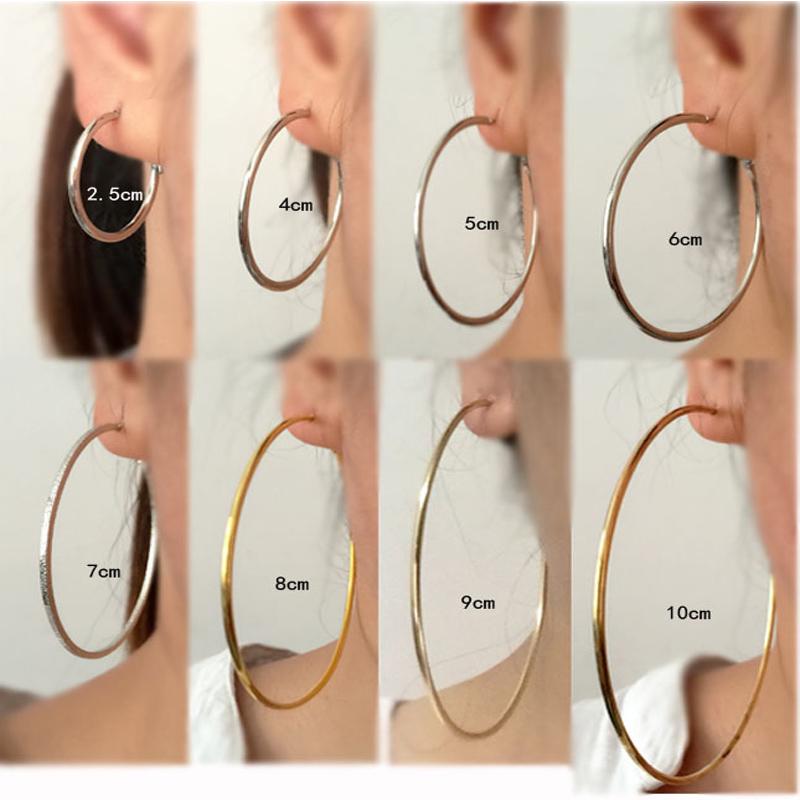 Buy Hoop Earrings Big Smooth Circle Earrings Stainless Steel Loop buy-hoop-earrings-big-smooth-circle-earrings-stainless-steel-loop