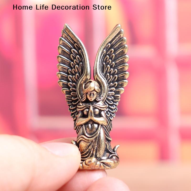 Classic Goddess Angel Figure Home Decor Guardian Angel Statue Decoration Retro Home Desktop Tea Pet Craftwork Bronze Ornament