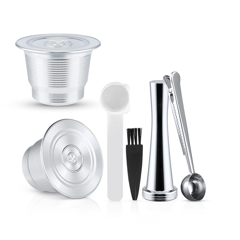 Capsula Caffè Ricaricabile Nespresso Pod Filtro Caffè Espresso in Acciaio Inossidabile con Pressino Capsula Riutilizzabile Articoli per Caffè