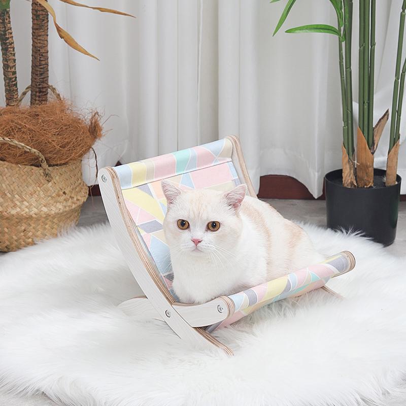 Custom Creative Removable Summer Cat Bed Hammock Solid Wooden Cat Camping Bed Hammock Cat Rocking Chair