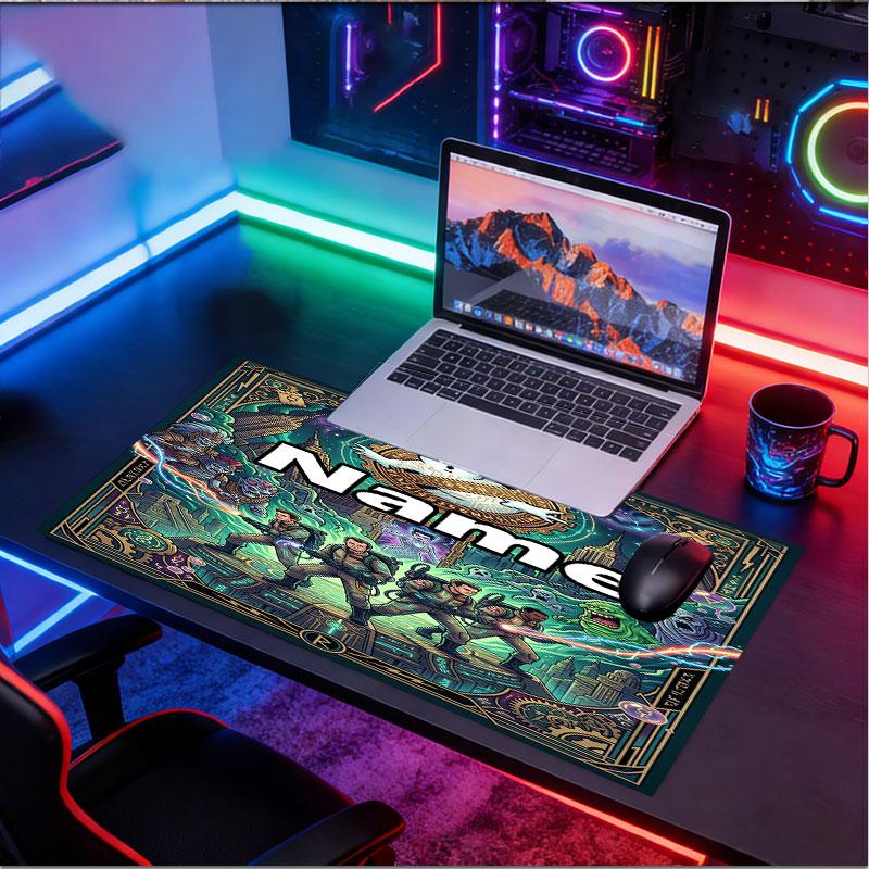 Custom Name Personalized Ghostbusters Pattern Mousepad, Laptop PC Desk Mat, Decorative Desk Mat for Home Keyboard Pad Gift