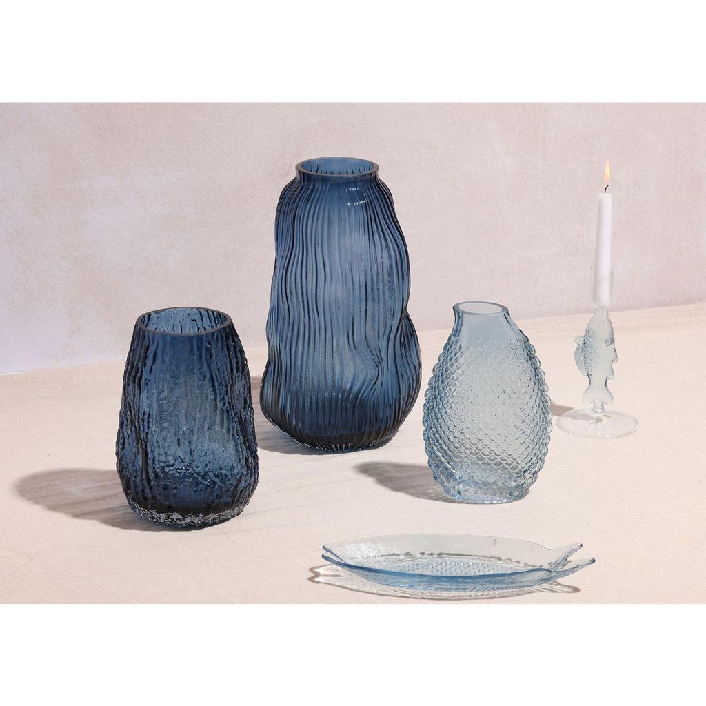 Hestia Blue Textured Glass Vase