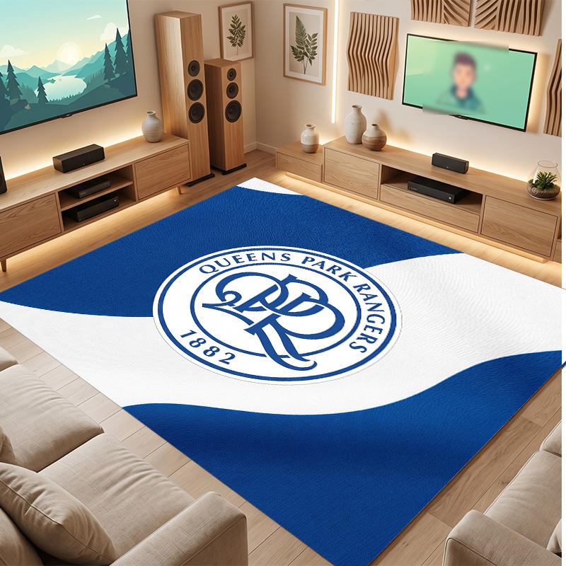 Queens Park Rangers Football Print Crystal Velvet Rug, Comfortable Water Absorbent Non Slip Indoor Floor Carpet
