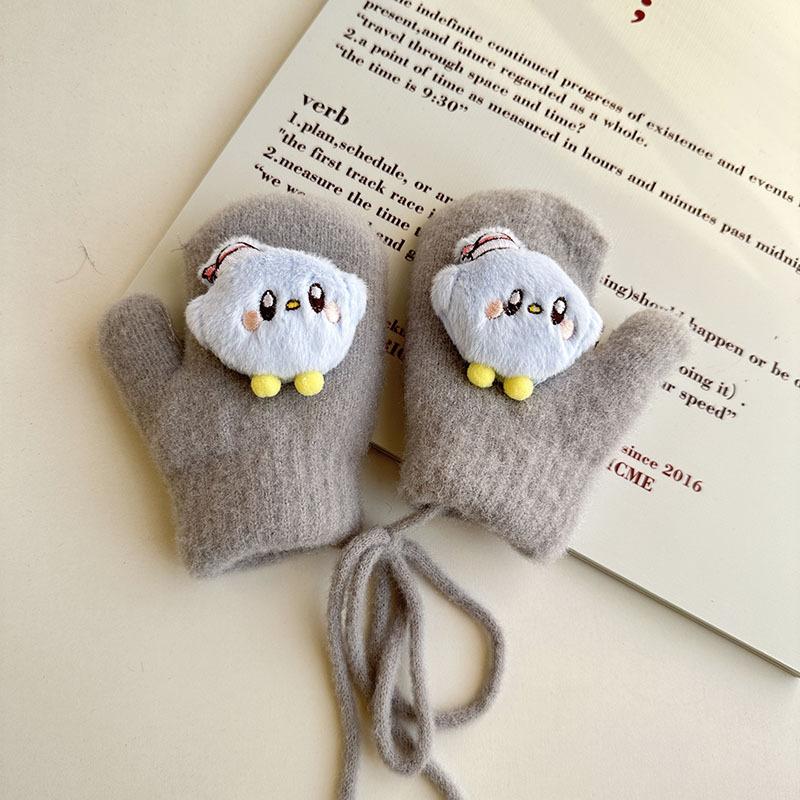 

Children s Gloves Cartoon Cute Autumn and Winter Halter Neck Knitted Baby Gloves Cold proof and Warm Plus Velvet Thickened Gloves one size