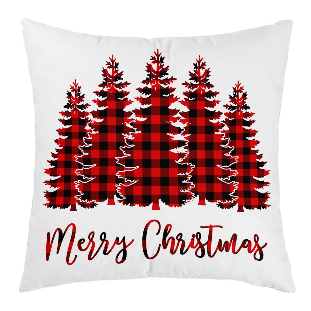 New Christmas Short Plush Pillow Cover Peach Skin Digital Printing Cushion Cover Christmas Snowman Pattern
