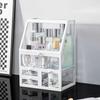 Luxury Glass Cosmetic Organizer - Dustproof Storage for Skincare, Lipsticks, and Masks