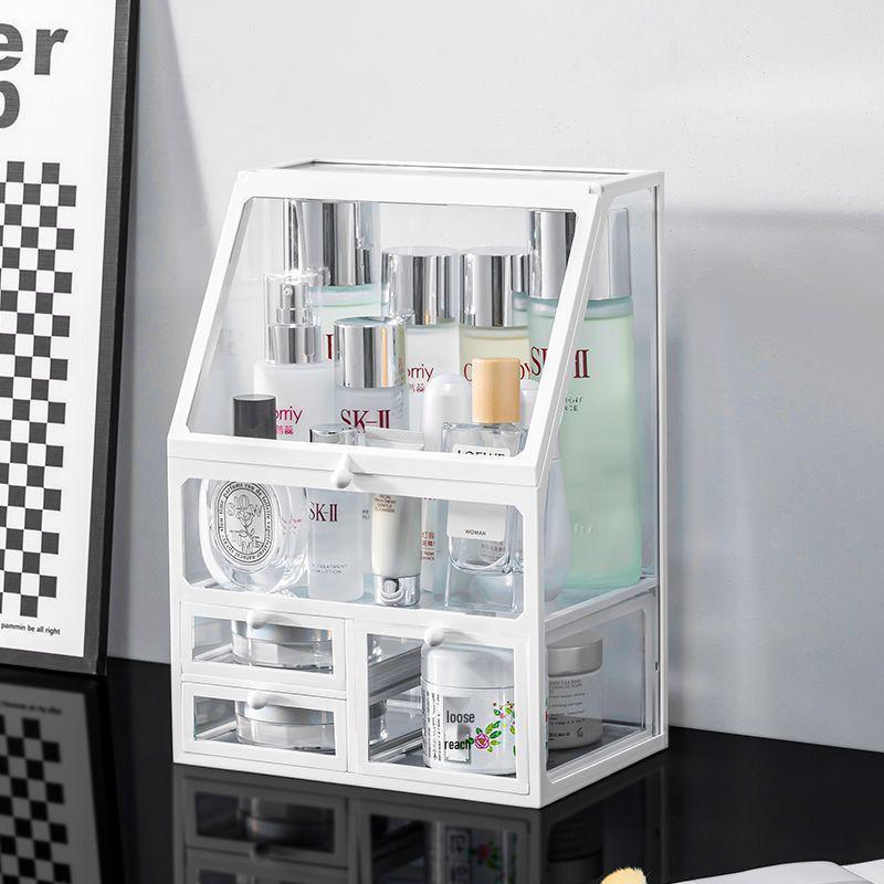 Luxury Glass Cosmetic Organizer - Dustproof Storage for Skincare, Lipsticks, and Masks
