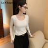 La Chapelle Damen U-Ausschnitt Re Baumwolle Slim Fit Langarm Basisschicht Oberteil
