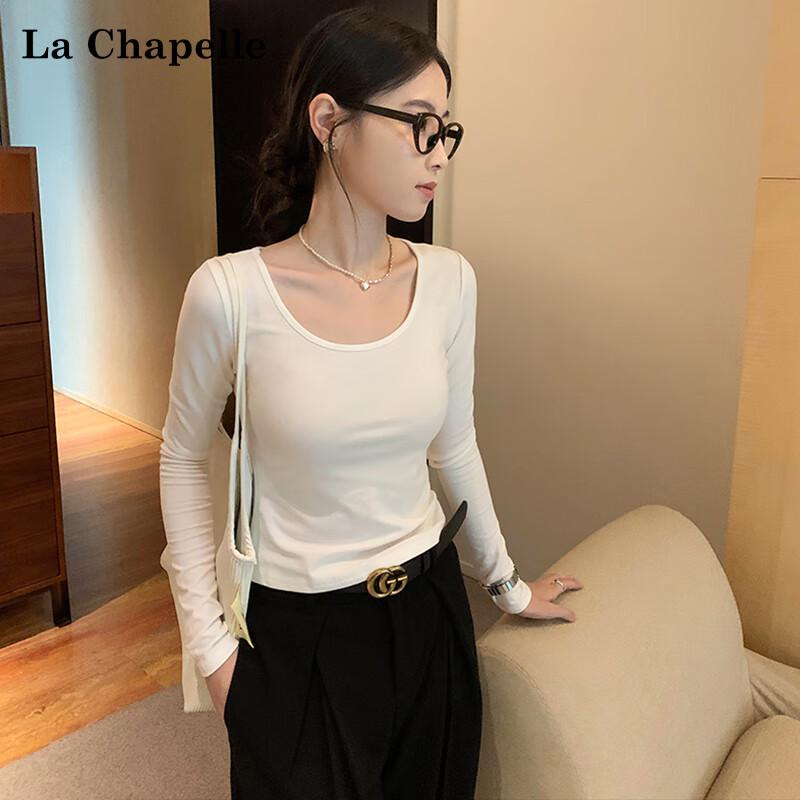 La Chapelle Women s U-Neck Pure Cotton Slim Fit Long Sleeve Base Layer Top 2XL