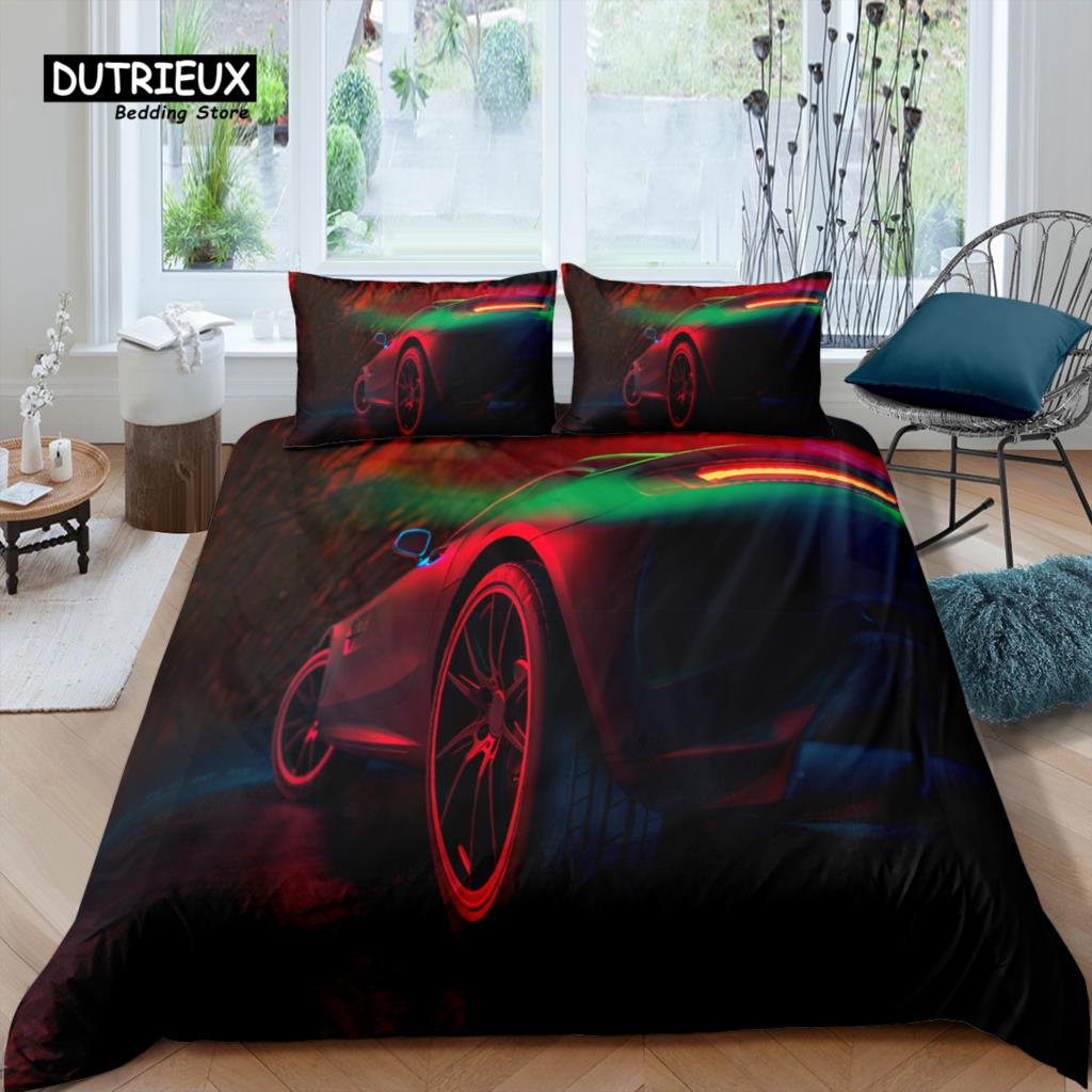 Home Living Luxury 3D Racing Car Bedding Set Kids Duvet Cover Pillowcase Queen and King EU/US/AU/UK Size Comforter Bedding