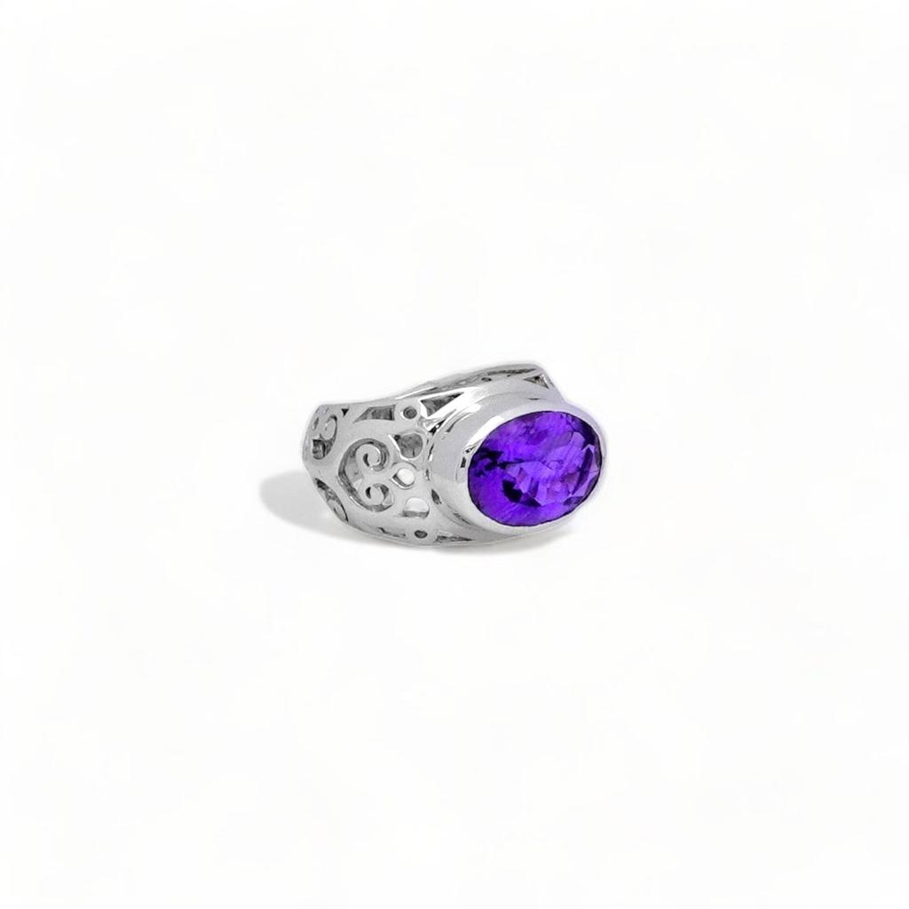 Natural Amethyst ring, 925 Sterling Silver Jewelry, Oval Amethyst, Gift for mother