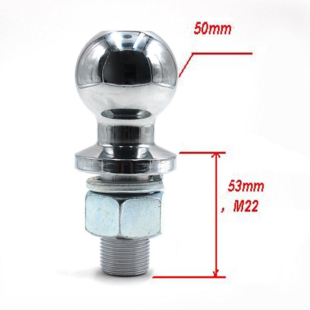 50Mm Premium Tow Ball for Trailer Coupling 5000Lbs Rated Load Sturdy Rear Trailer Parts Lightweight Easy Carry Hitch Pin
