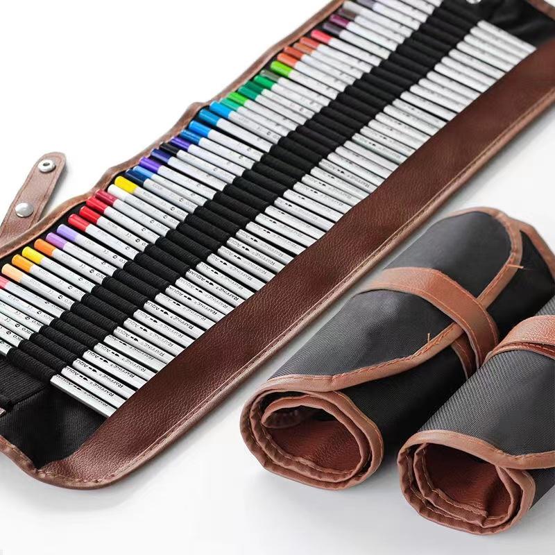16/24/36/48/72/120 Holes Canvas Roll Pen Curtain Pencil Bag Case Holder Storage Pouch Stationery School Supplies