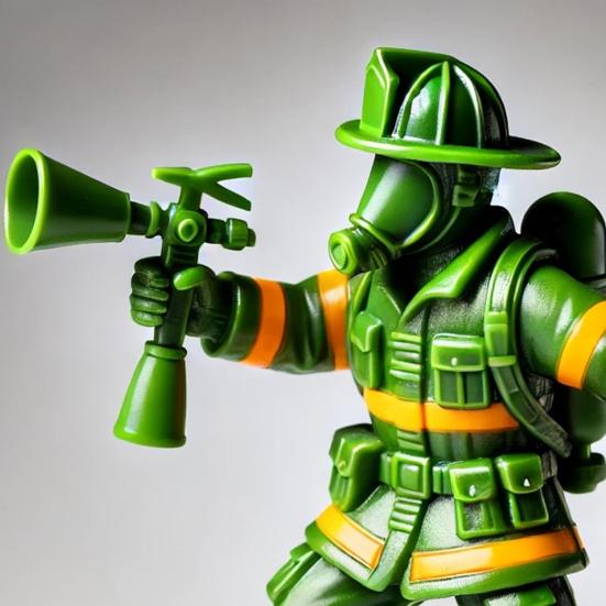 Green Fireman Figurine Mini Firefighter Soldier Resin Statue Sculpture Model Toy Home