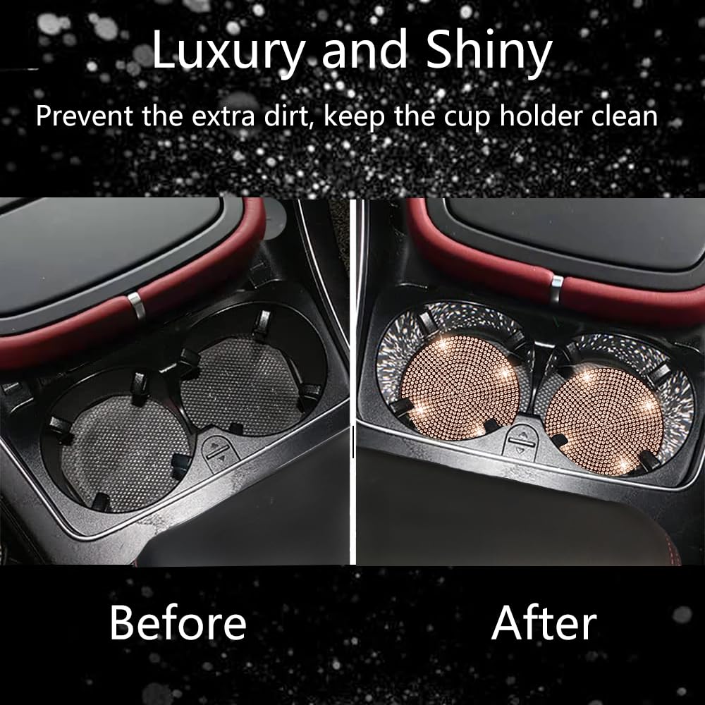 NBTEPEM Bling Car Cup Holder Coaster 2.75" Anti-Slip Shockproof Universal Fashion Car Coaster Insert