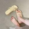 Outer Slippers Women's Summer 2025 New Versatile Thick-soled One-word Drag Internet Celebrity Thin Toe Cold Slippers Beach Women's Shoes