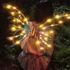 Elektrische Feen-Schmetterlingsflügel mit LED-Lichtern Leuchtende Regenbogenflügel für Mädchen Frauen Rollenspielkostüm für Party Weihnachten