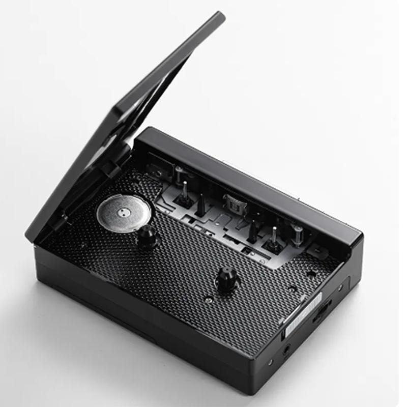 1 vnt. Juodas retro stereo kasetinis grotuvas Juodas Walkman kasetinis magnetofonas Muzika Audio Automatinis atsukimas su Bluetooth