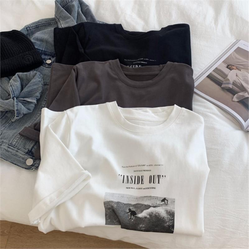 

Summer 2025 Women s Loose Fit Cotton Short-Sleeve Korean T-Shirt, Round Neck Pullover Top 3XL темно-серого