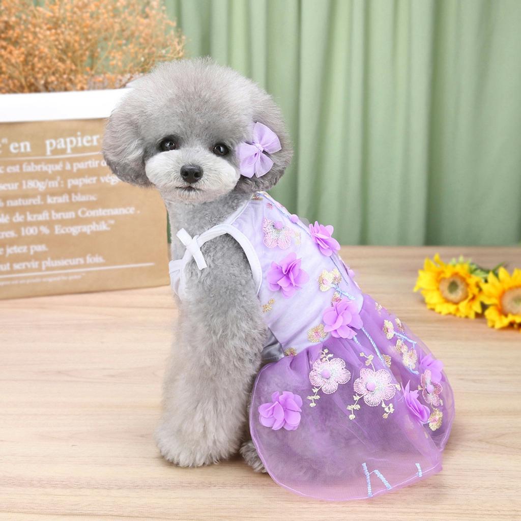 Vestido de cachorro renda alça saia tridimensional Vestido de Princesa vestido