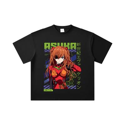 260 GSM Doppelgarn 32er Zählart 100% Baumwolle Evangelion V3 Asuka Aufdruck Unisex Schweres Baumwoll-T-Shirt