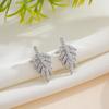 Elegant 18K Gold-Plated Zircon-Inlaid Moon Stud Earrings for Women - Exaggerated C-Shaped Firework Design