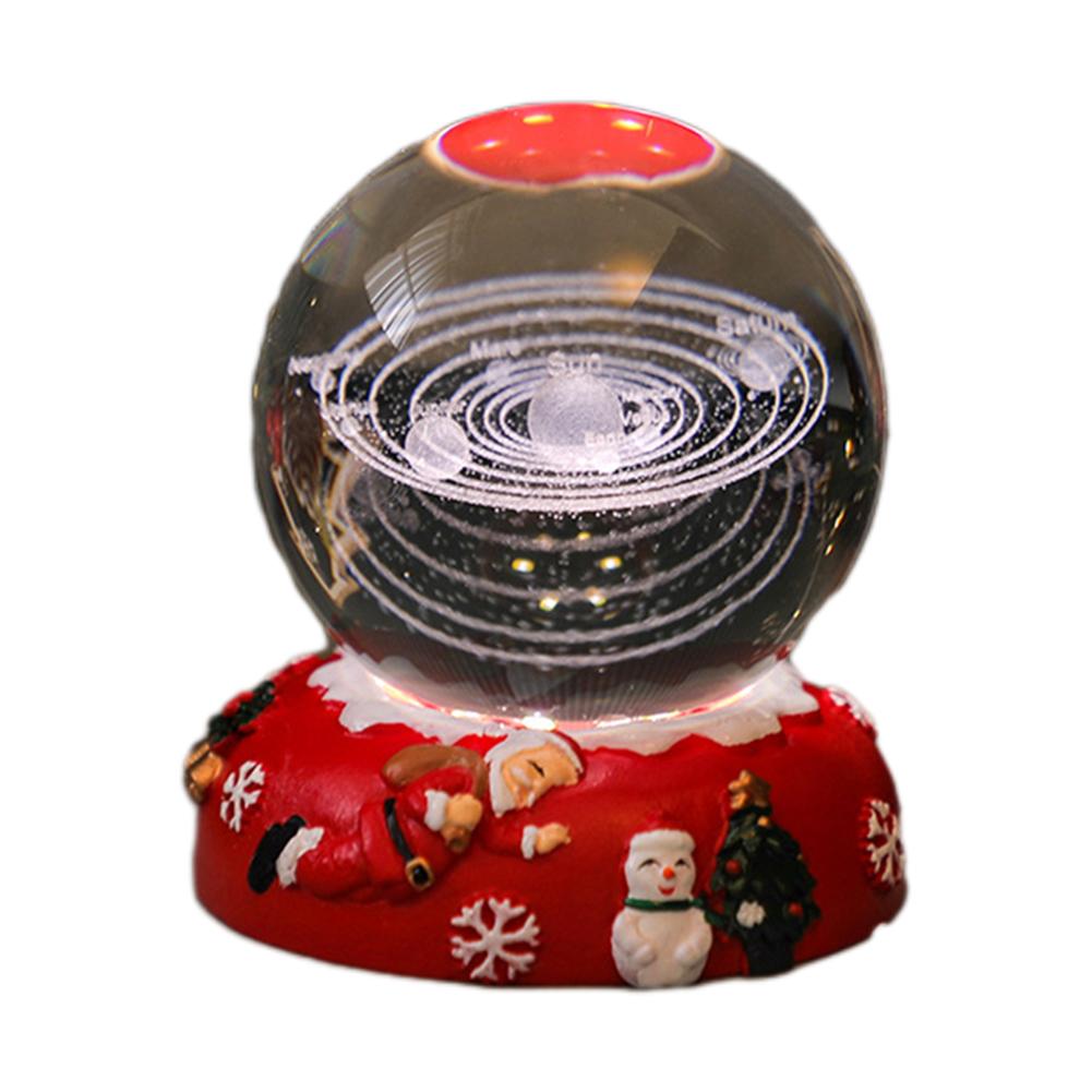 Christmas Crystals Balls Decor Bedside Desk Ornament Lights Bedroom Colorful Light Resin Night Light Christmas Decoration Gifts