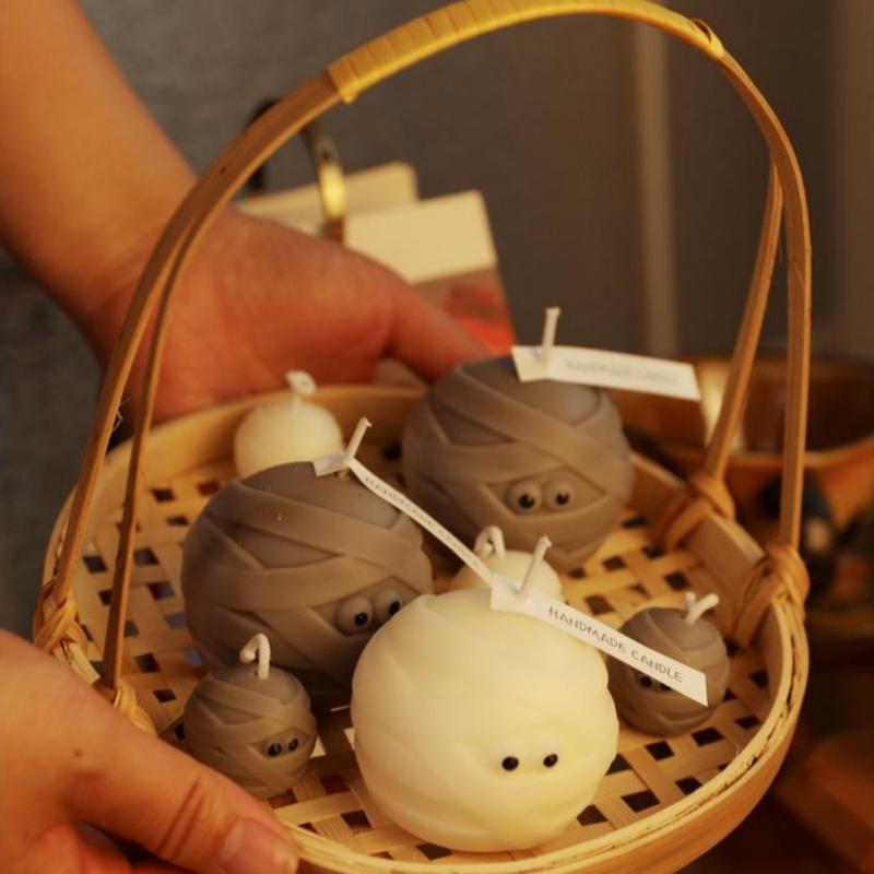 1pc Mummy Scented Candle Creative Bandage Shaped Candle Gift For Halloween Party Table Decorations Ornaments