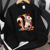 Girls Fall Winter Crew Neck Sweatshirt, Cute Squirrel Print
