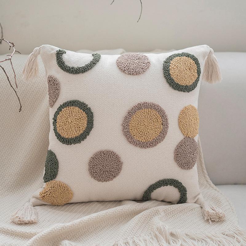 Bohemian Indian Style Tufted Pillow Ins Style Simple Nordic Model Room Cushion Pillow Case Bay Window Decoration