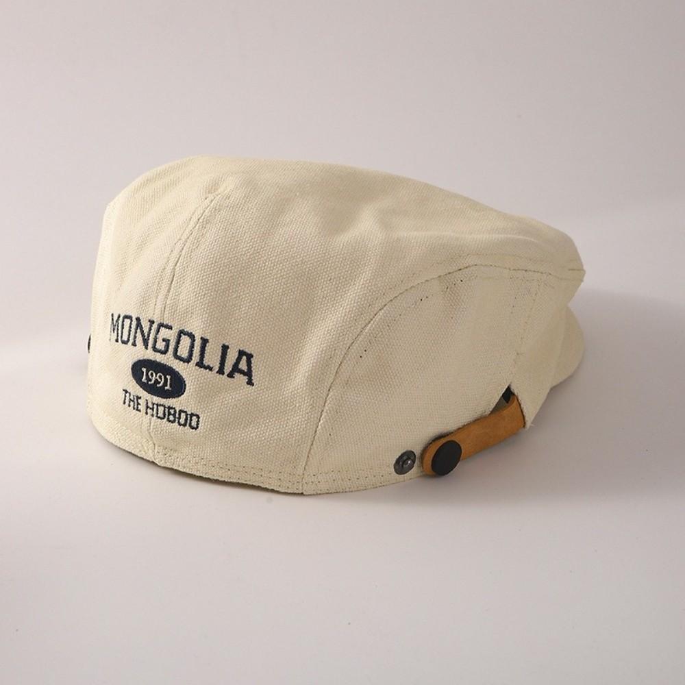 Cotton Letter Embroidery Beret Flat Newsboy Cap Fashion Forward Hat  Spicy Girls