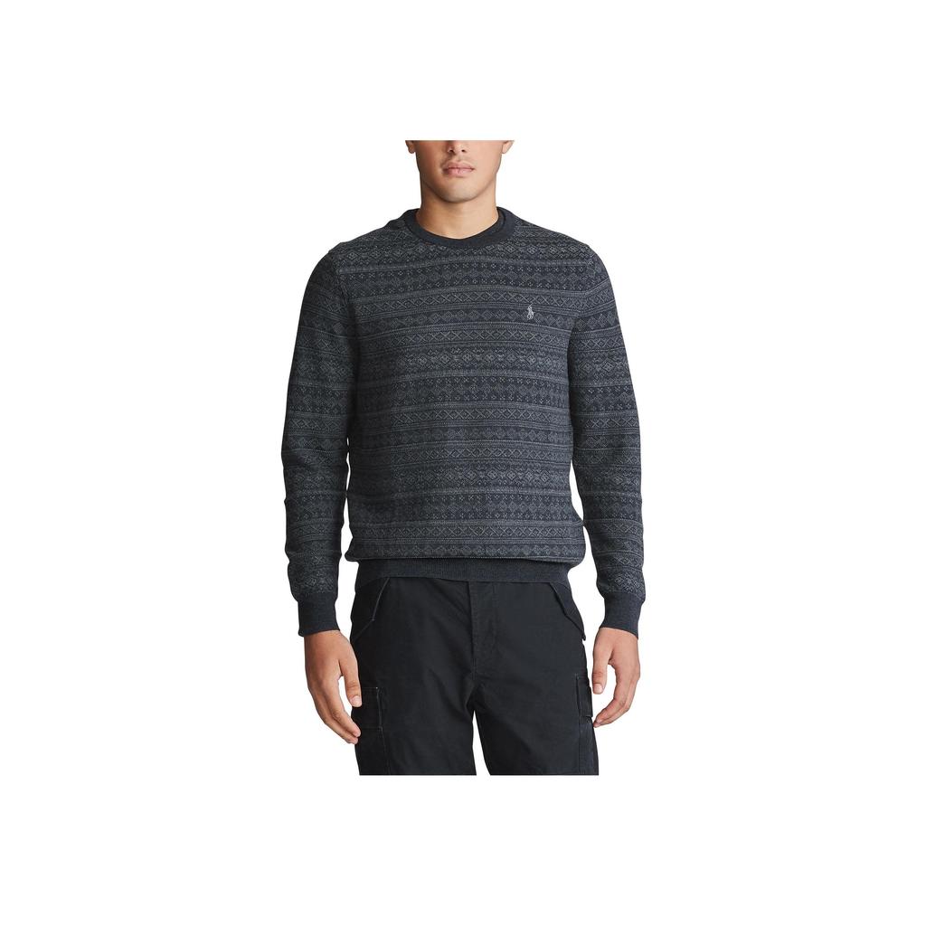 Polo Ralph Lauren Jacquard Pony Logo Embroidered Wool Crew Neck Long Sleeve Knit Sweater Men sweater Gray MNPOSWE16810421-C60