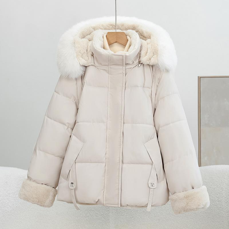 Winter new women's fashion big fur collar down cotton clothes with detachable sleeves and cotton-padded coats on both sides