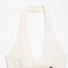 European and American style, new women's clothing, versatile jacquard knot buckle neck collar top 4770/315