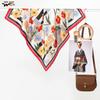 Versatile Korean-Style Women's Silk Scarf: Fashionable Square, Decorative for Spring & Autumn, Hair or Bag Tie, Oil Painting Design